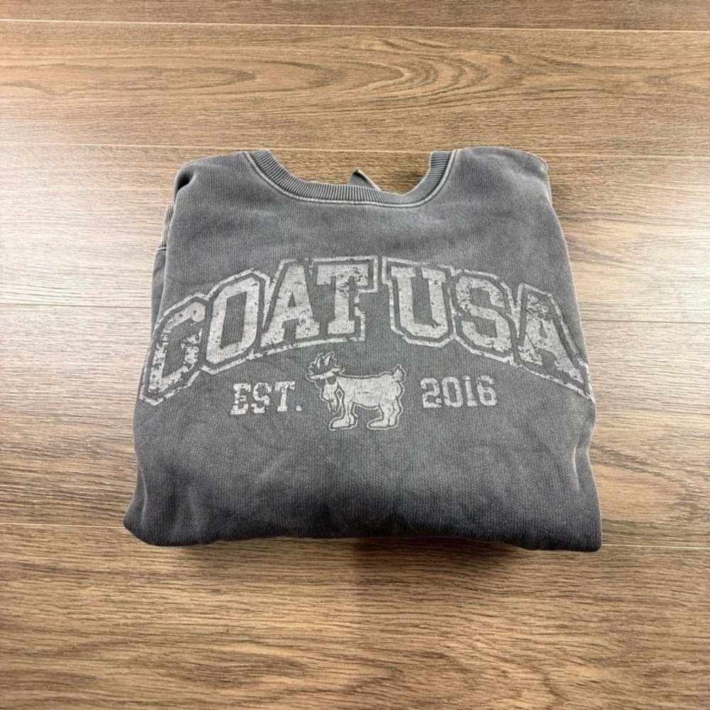 GOAT USA Mens Crewneck Sweatshirt Gray Graphic Cotton Blend Size Small Lacrosse